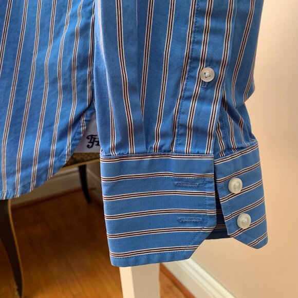 Tommy Hilfiger Men’s L Shirt Blue and White Stripes Button Down Long Sleeves - Picture 5 of 9